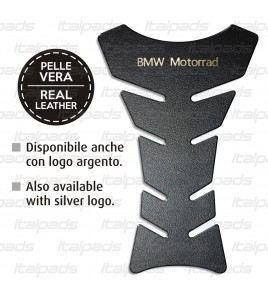 Black genuine leather tank pad mod. "Classic gold" for BMW