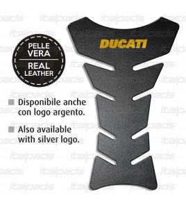Black genuine leather tank pad mod. "Classic gold" for DUCATI