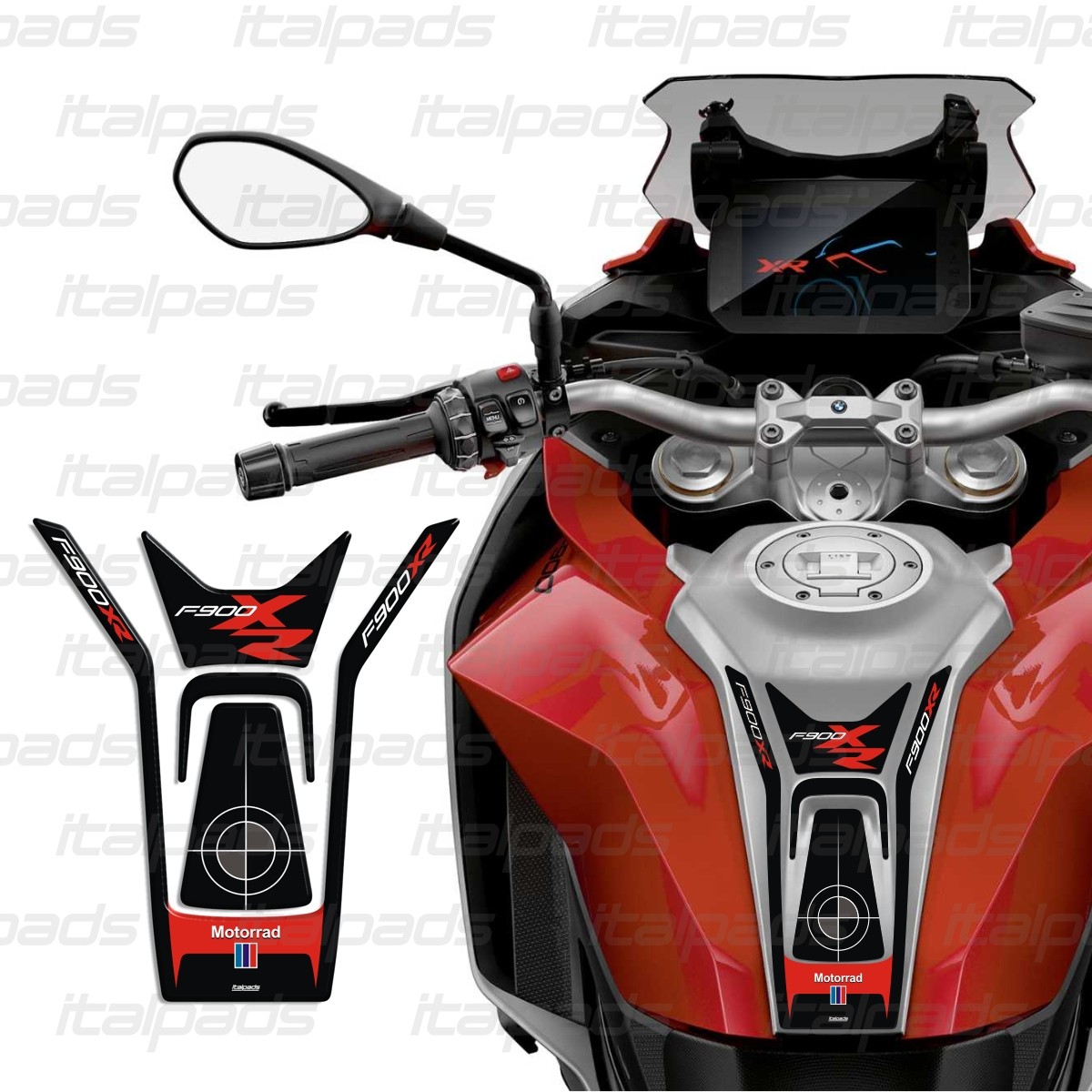 kompatibel mit BMW F900XR Rot Kit F900 XR 3D Gel-Tankpads für Motorrad 