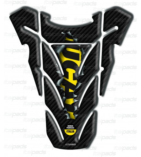 TANK PAD  "Top wings Rip" carbon look/yellow for Ducati Monster