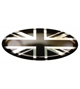 Sticker Union Jack Royal British flag Range Rover OVAL 100% black on Chrome