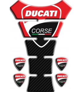 TANK PAD sticker Ducati Corse "Texas" red/carbon