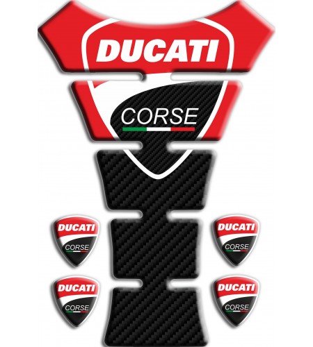 TANK PAD sticker Ducati Corse "Texas" red/carbon